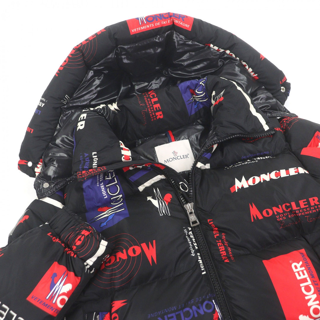 Great MONCLER Down jacket WILSON GIUBBOTTO Logo print hooded black Nylon mens 1