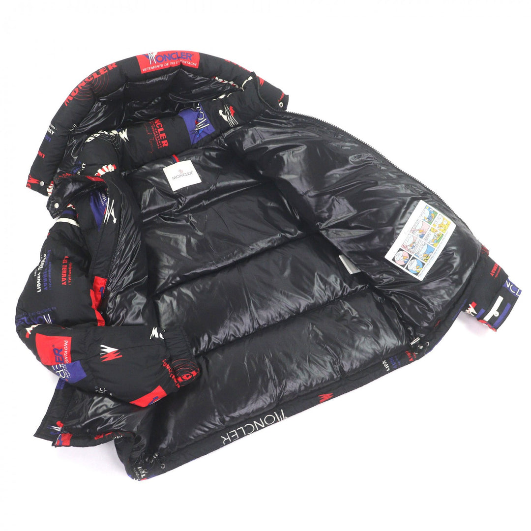 Great MONCLER Down jacket WILSON GIUBBOTTO Logo print hooded black Nylon mens 1