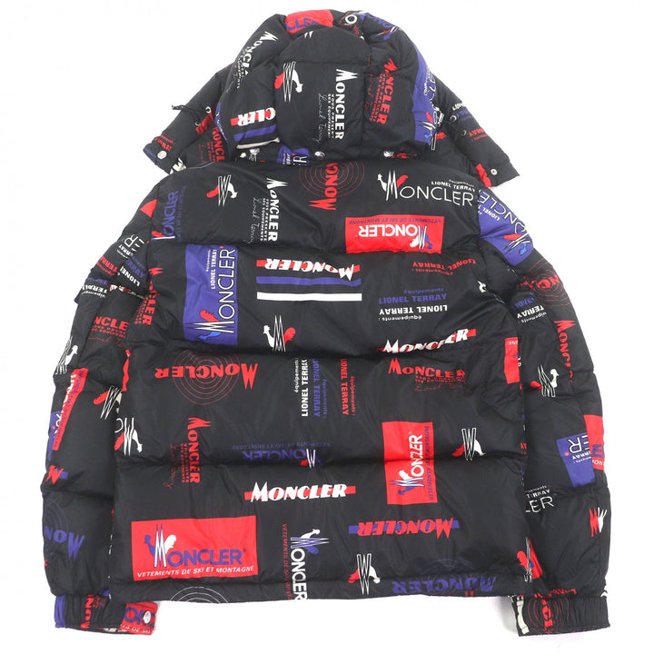 Great MONCLER Down jacket WILSON GIUBBOTTO Logo print hooded black Nylon mens 1
