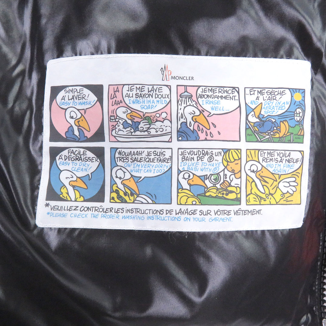 Great MONCLER Down jacket WILSON GIUBBOTTO Logo print hooded black Nylon mens 1