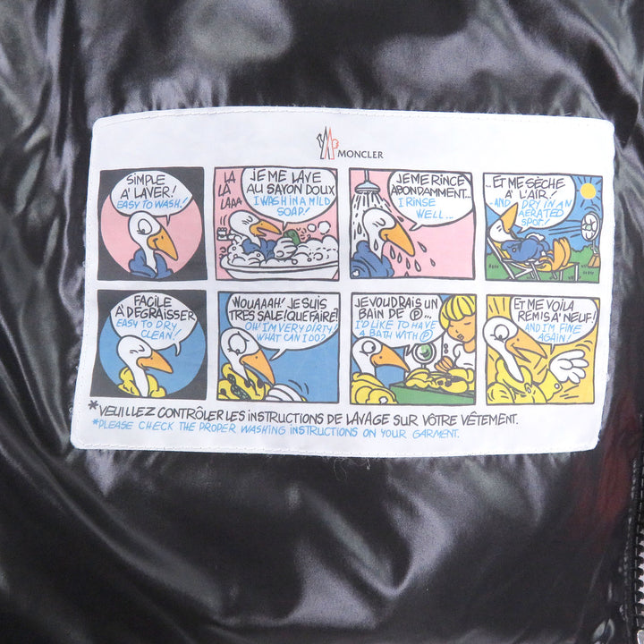 Great MONCLER Down jacket WILSON GIUBBOTTO Logo print hooded black Nylon mens 1