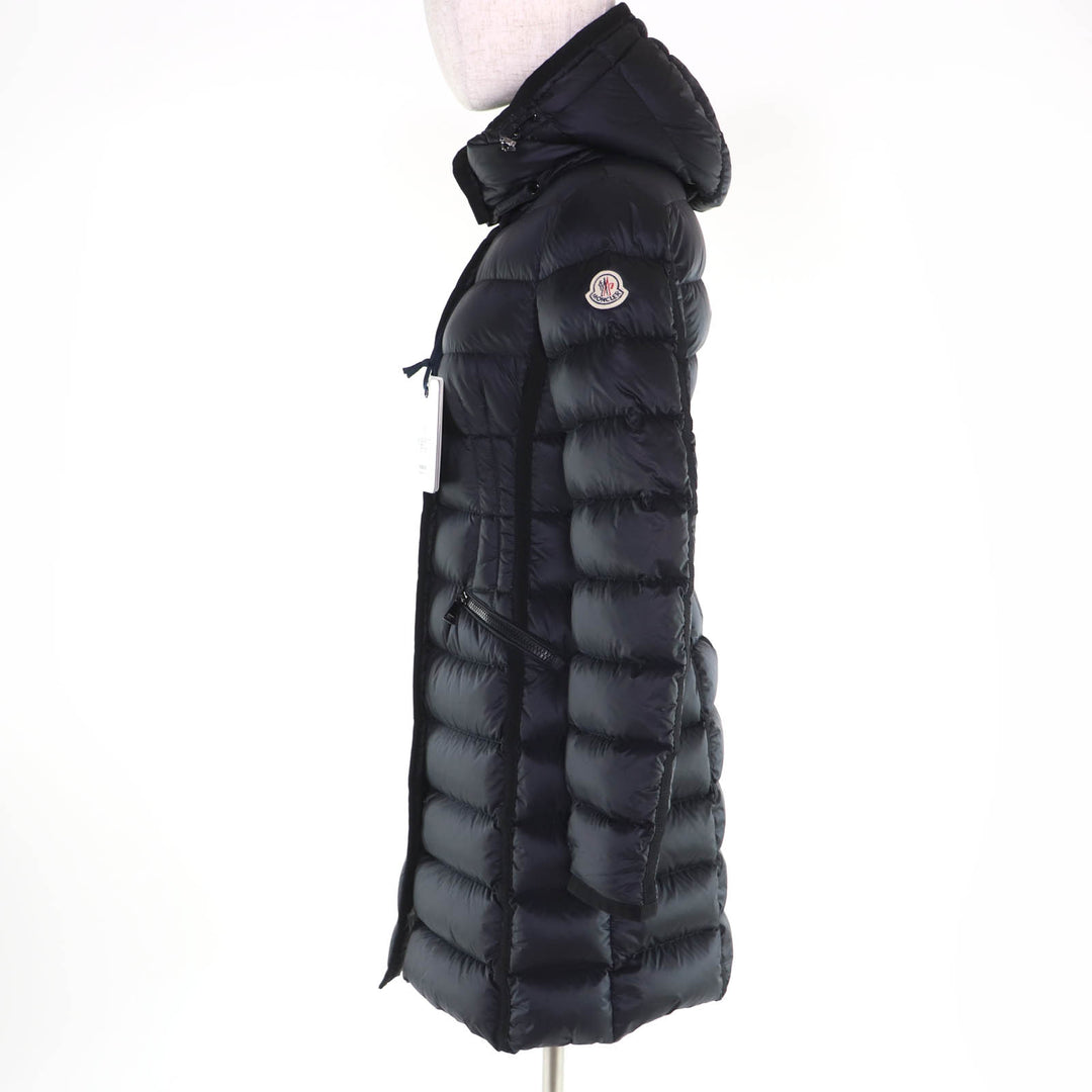 Excellent MONCLER down coat HERMINE Logo patch and hood black Nylon Women 00