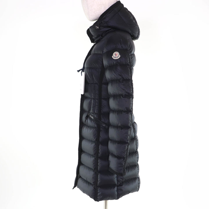 Excellent MONCLER down coat HERMINE Logo patch and hood black Nylon Women 00