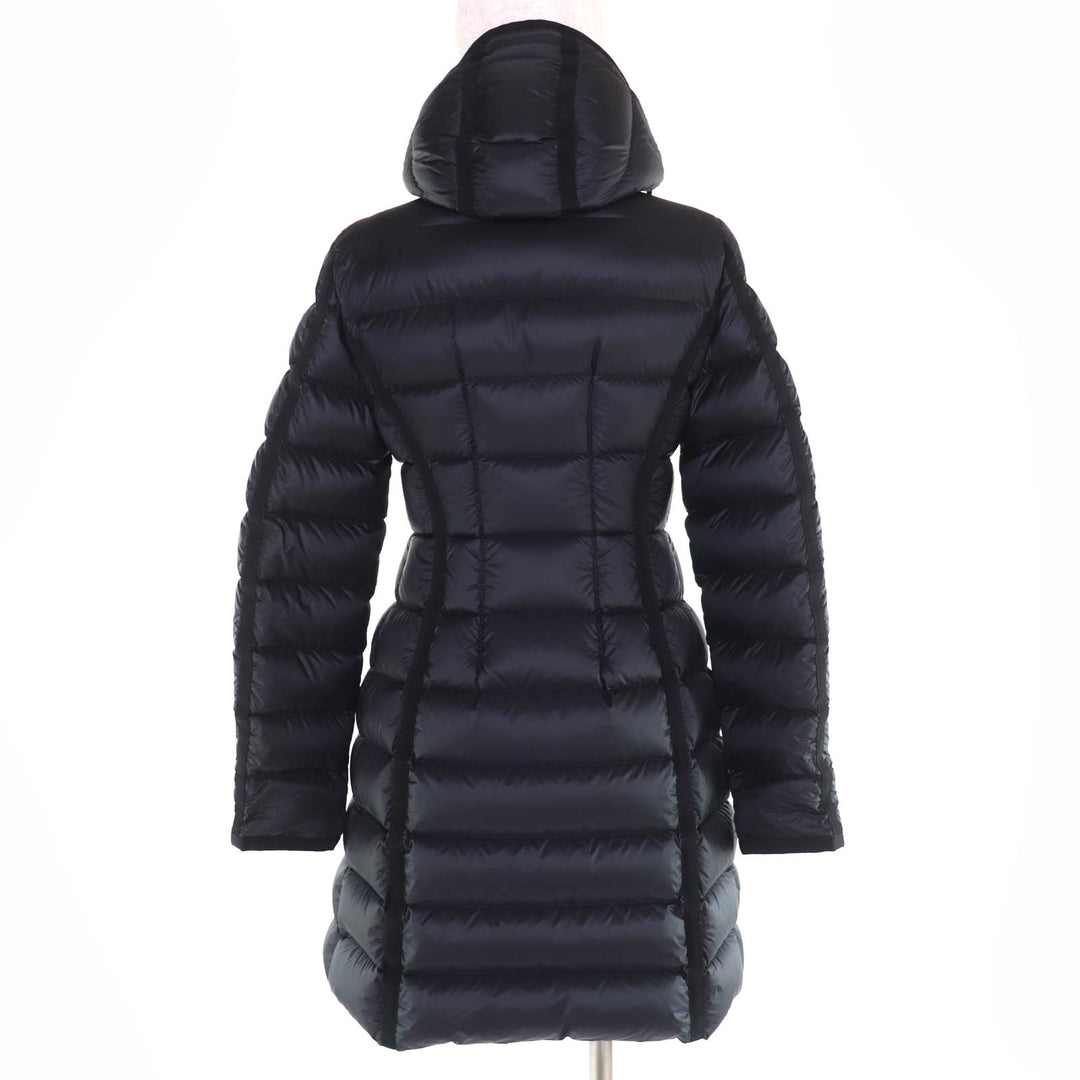 Excellent MONCLER down coat HERMINE Logo patch and hood black Nylon Women 00