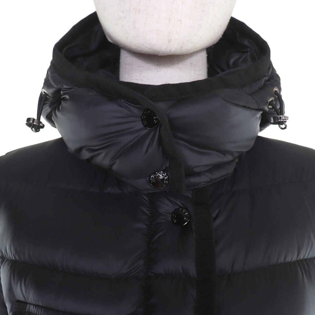 Excellent MONCLER down coat HERMINE Logo patch and hood black Nylon Women 00