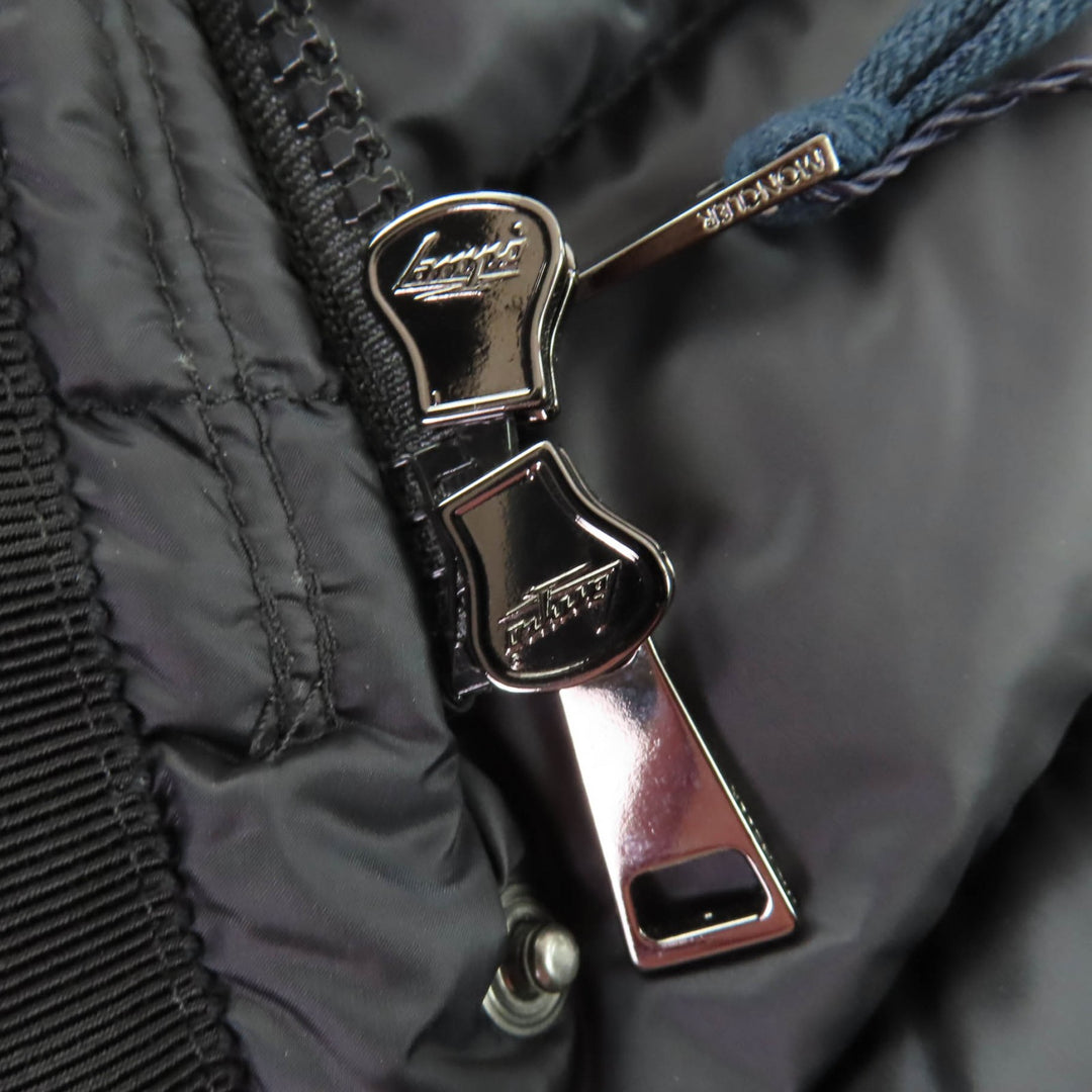Excellent MONCLER down coat HERMINE Logo patch and hood black Nylon Women 00