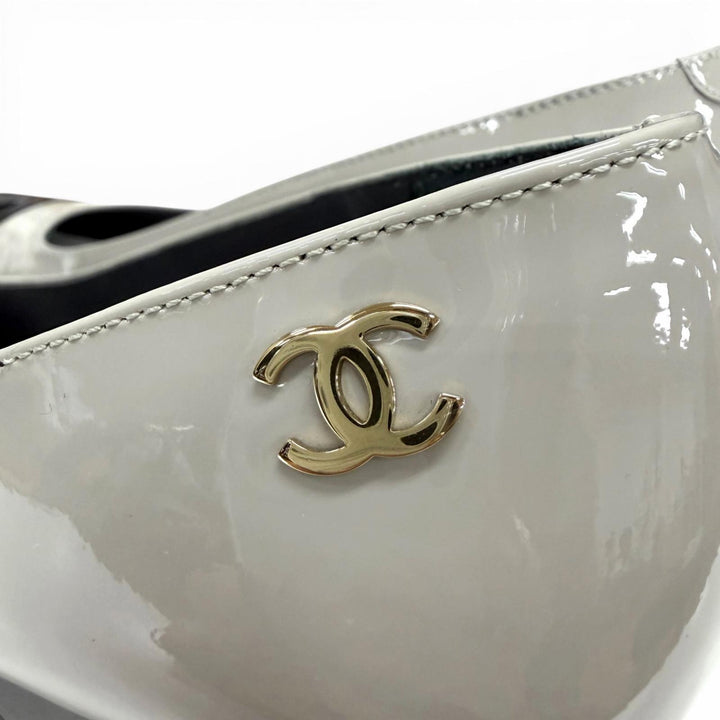 Discounted Great CHANEL pumps gray Patent leather Women 36 G45053