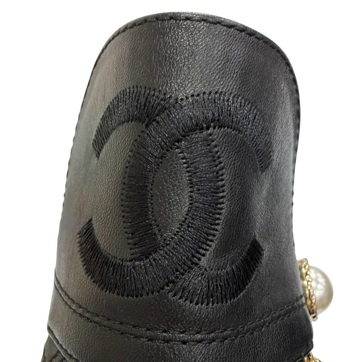 Great CHANEL Ankle boots Big COCO Mark embroidered eco pearl leather 38 G34471