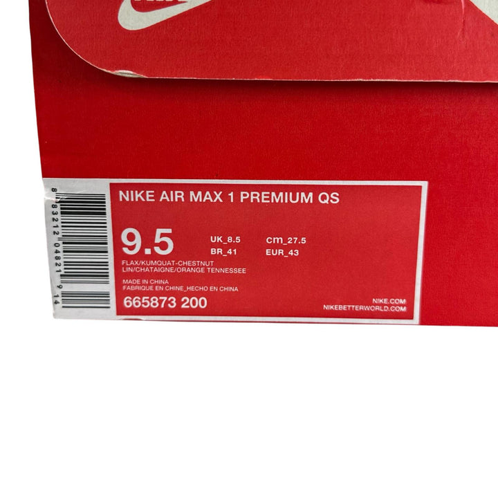 Pristine NIKE Low cut sneakers AIR MAX 1 PREMIUM QS Orange 27.5 665873-200