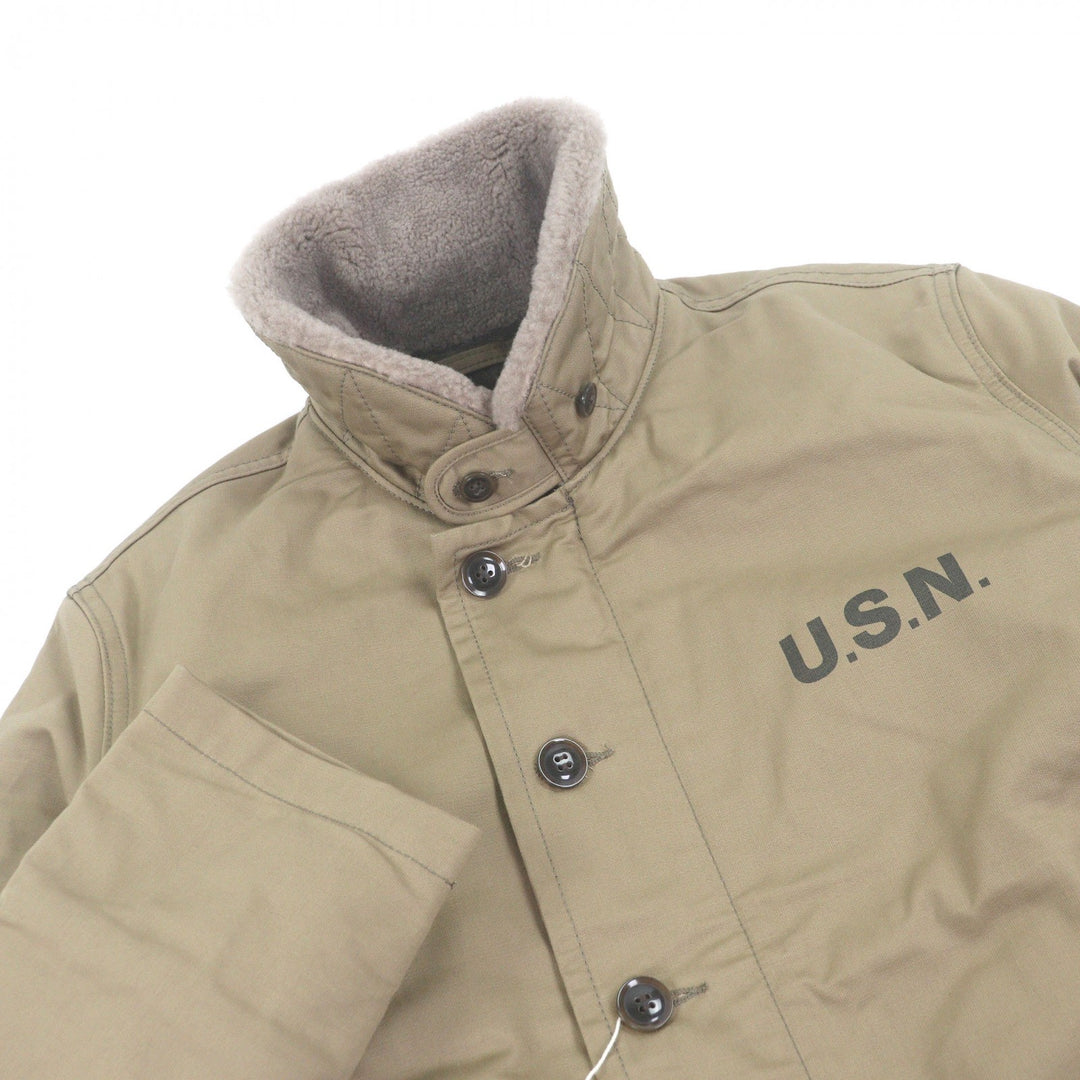 Pristine AVIREX Bomber jacket N-1 Sheepskin Collar Deck Jacket beige