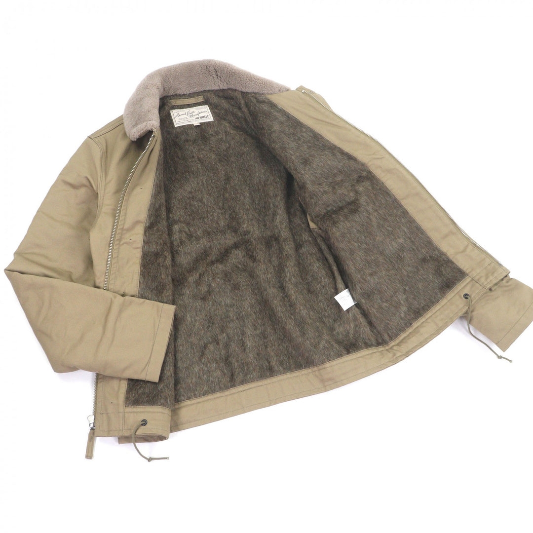 Pristine AVIREX Bomber jacket N-1 Sheepskin Collar Deck Jacket beige