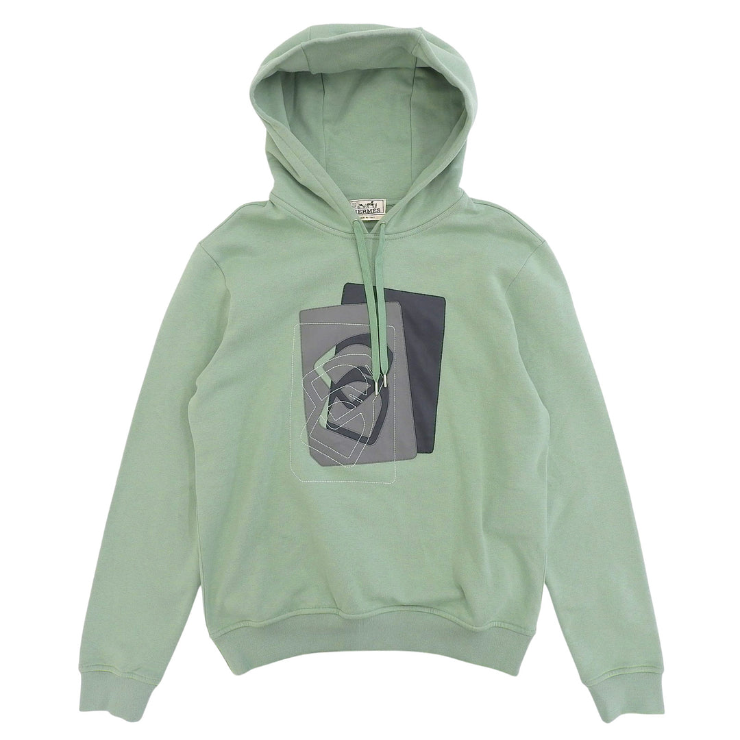 Pristine HERMES hoodie ETRIERS DECALES green cotton mens XS