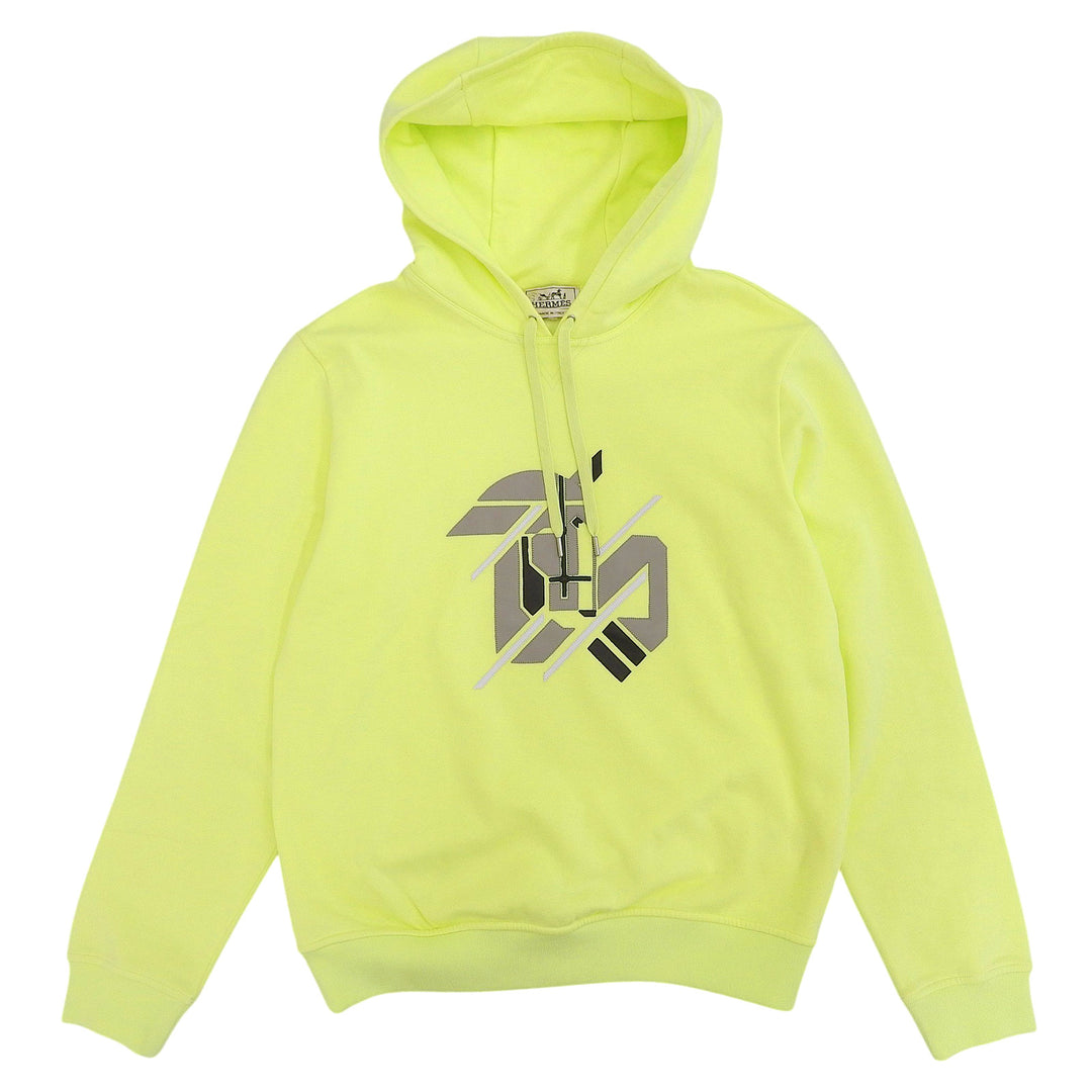Pristine HERMES hoodie Chevaux en Symetrie Lime yellow cotton mens S