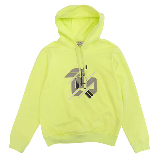 Pristine HERMES hoodie Chevaux en Symetrie Lime yellow cotton mens S