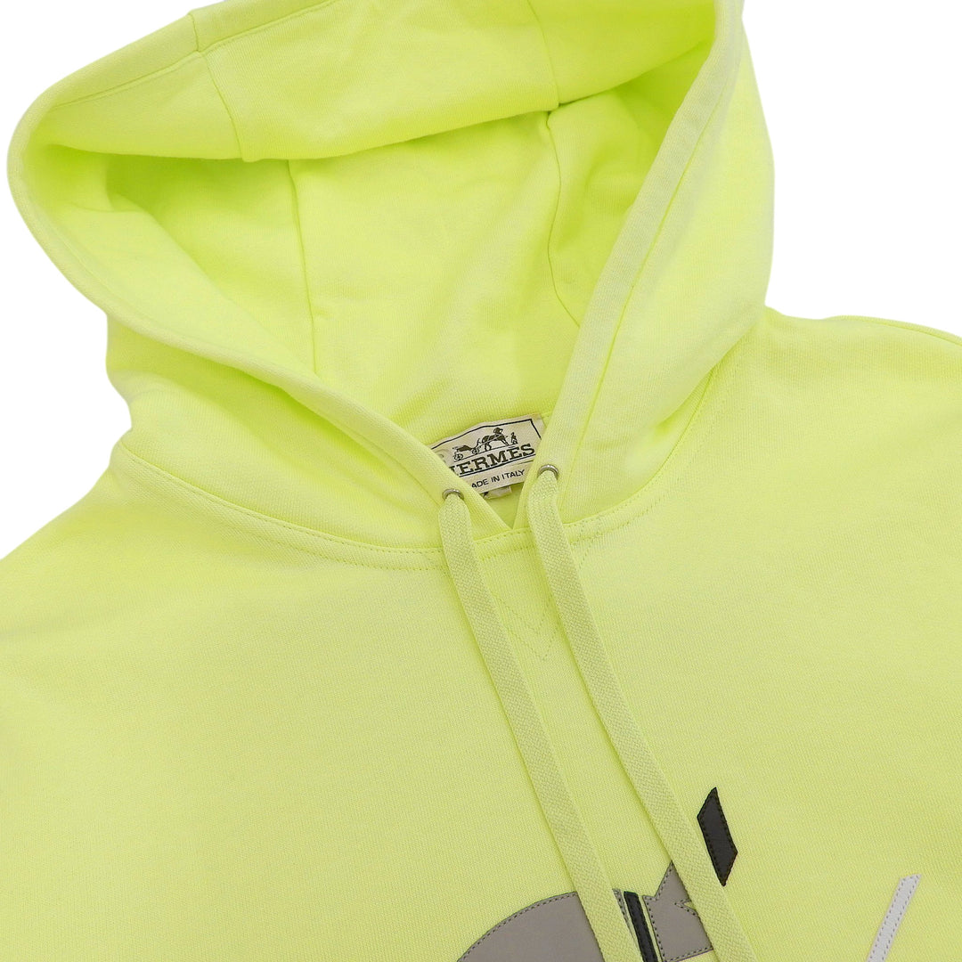 Pristine HERMES hoodie Chevaux en Symetrie Lime yellow cotton mens S