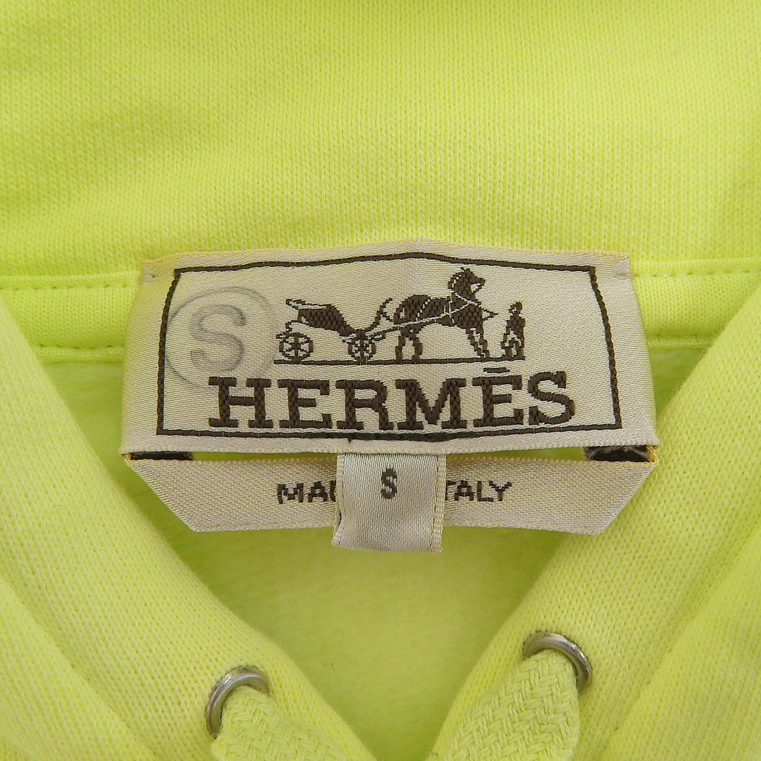 Pristine HERMES hoodie Chevaux en Symetrie Lime yellow cotton mens S