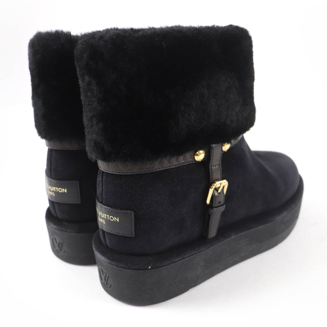 Excellent LOUIS VUITTON short boots Aspen Line Belt-design sheepskin boots 37.5