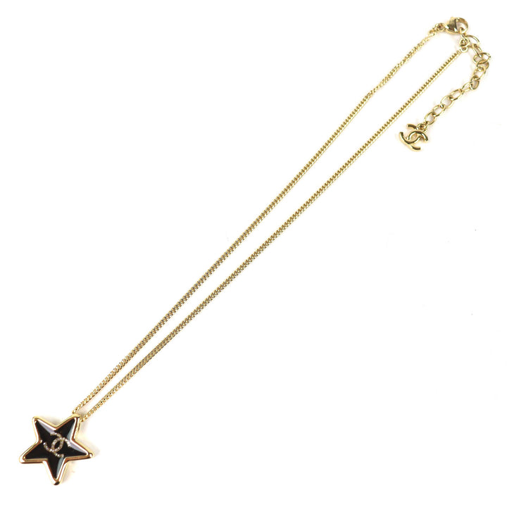 Excellent CHANEL Necklace Crystal COCO Mark Star gold Women ABG573 D25K