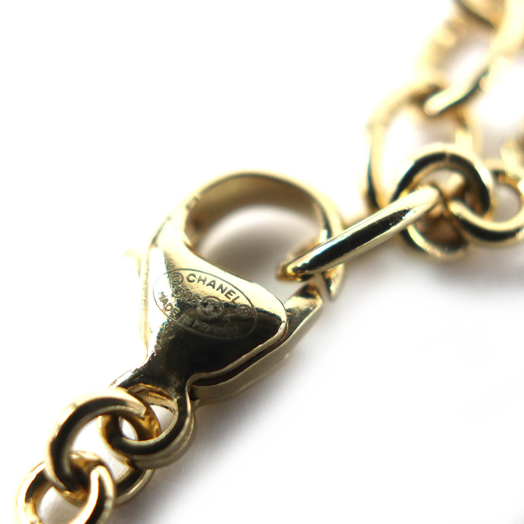 Excellent CHANEL Necklace Crystal COCO Mark Star gold Women ABG573 D25K