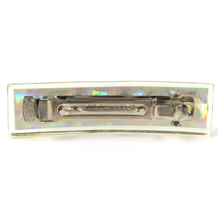Great CHANEL Hologram Prism Logo Barrette Hair Clip Hair Accessory clear 97P