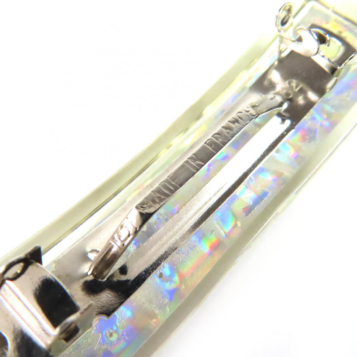 Great CHANEL Hologram Prism Logo Barrette Hair Clip Hair Accessory clear 97P