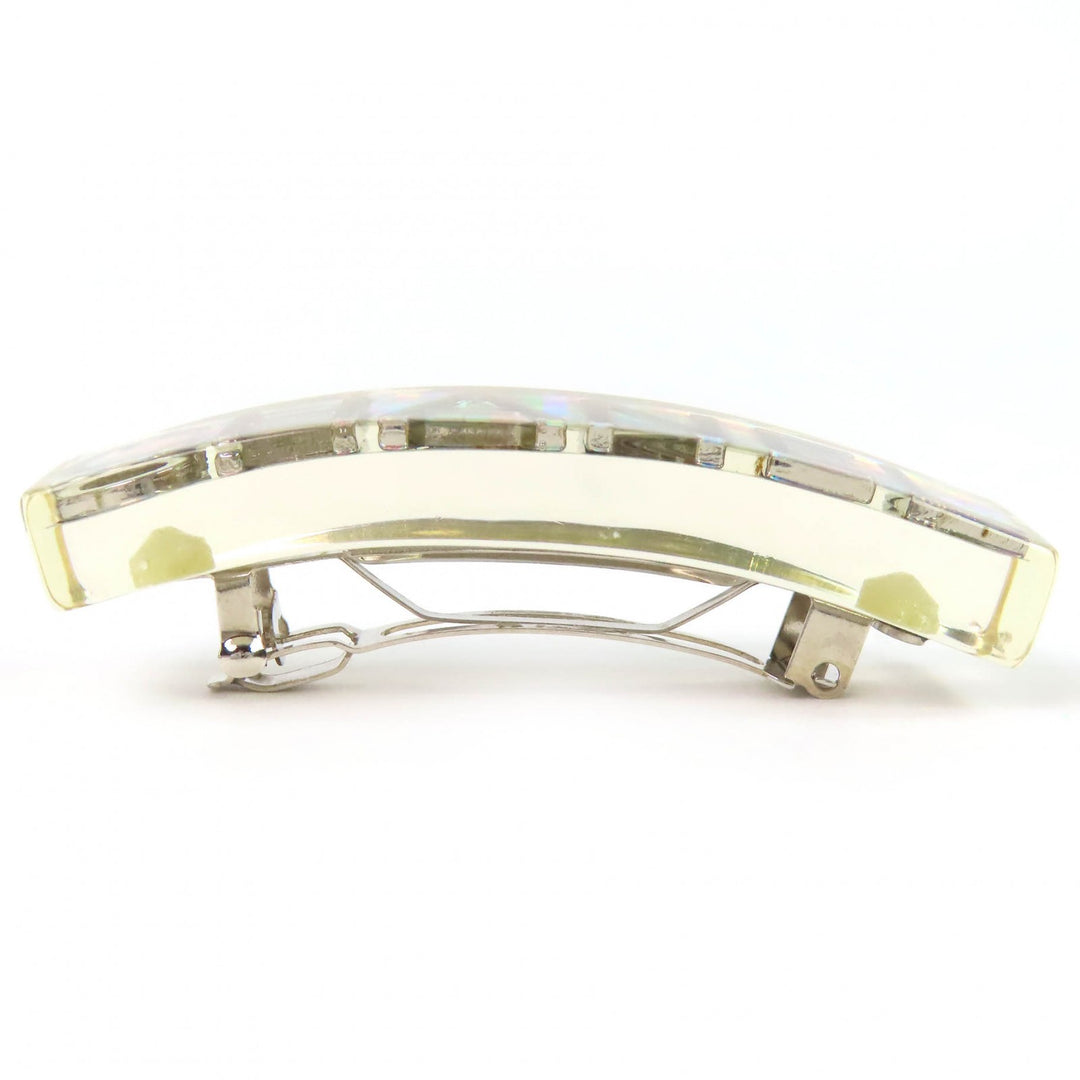 Great CHANEL Hologram Prism Logo Barrette Hair Clip Hair Accessory clear 97P