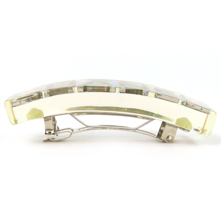 Great CHANEL Hologram Prism Logo Barrette Hair Clip Hair Accessory clear 97P