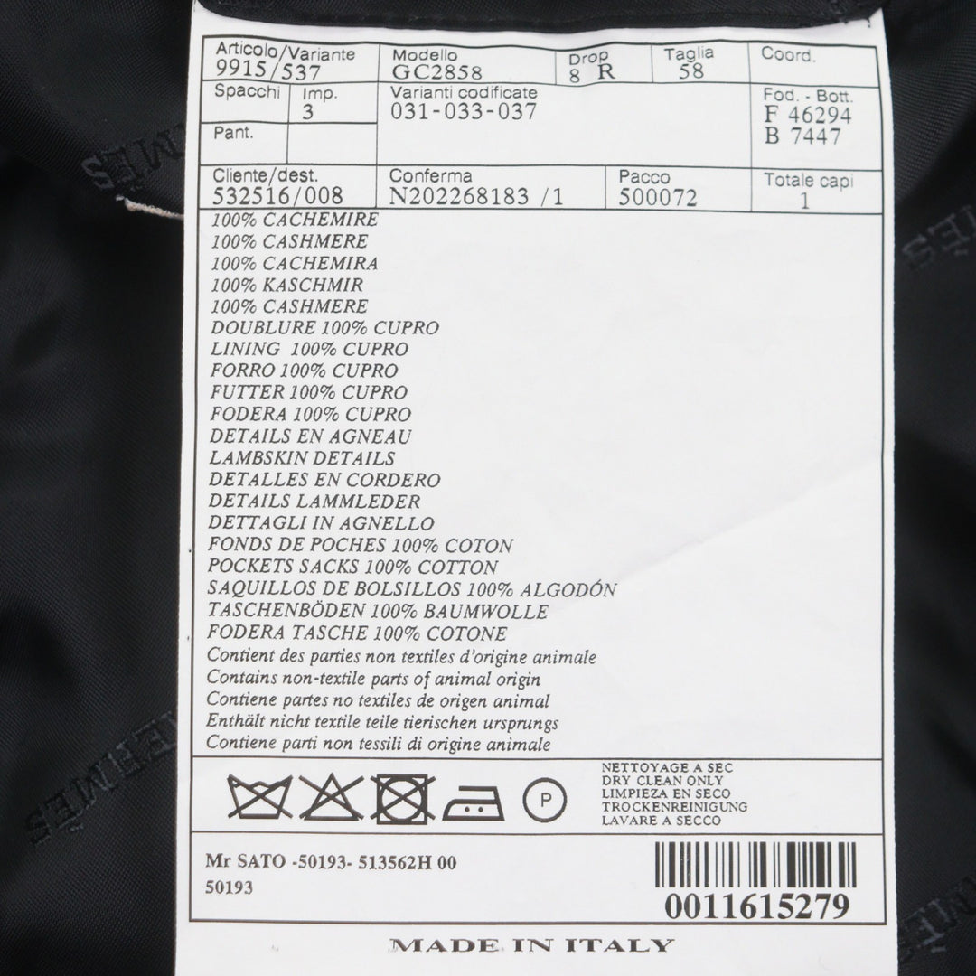 Pristine HERMES Chester coat Navy cashmere mens 58