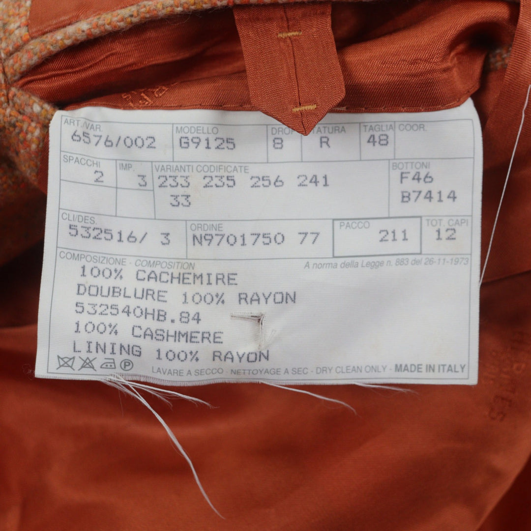 Great HERMES tailored jacket Orange cashmere mens 48