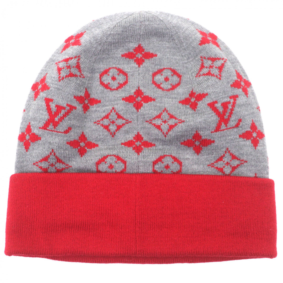 Excellent LOUIS VUITTON Knit cap LV Rabbit Monogram hat gray wool mens M77963