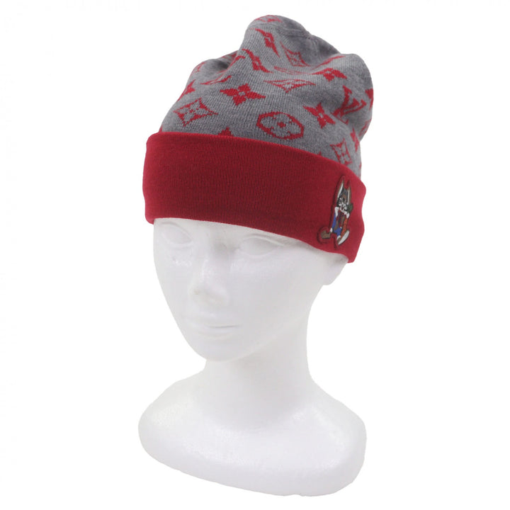 Excellent LOUIS VUITTON Knit cap LV Rabbit Monogram hat gray wool mens M77963
