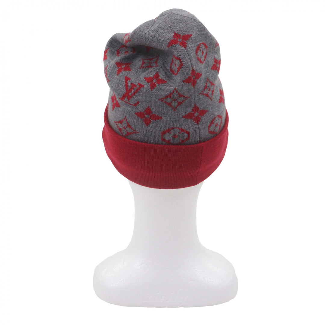 Excellent LOUIS VUITTON Knit cap LV Rabbit Monogram hat gray wool mens M77963