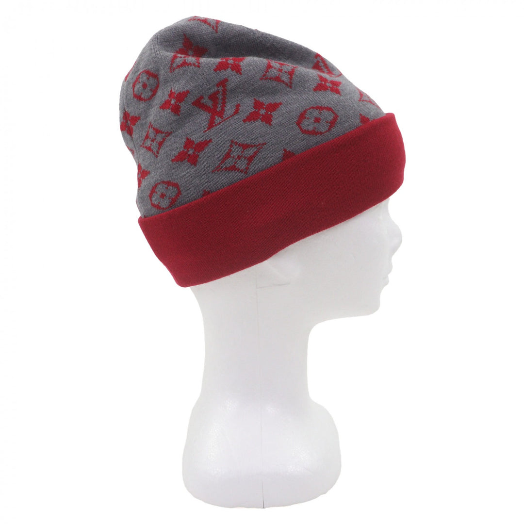 Excellent LOUIS VUITTON Knit cap LV Rabbit Monogram hat gray wool mens M77963