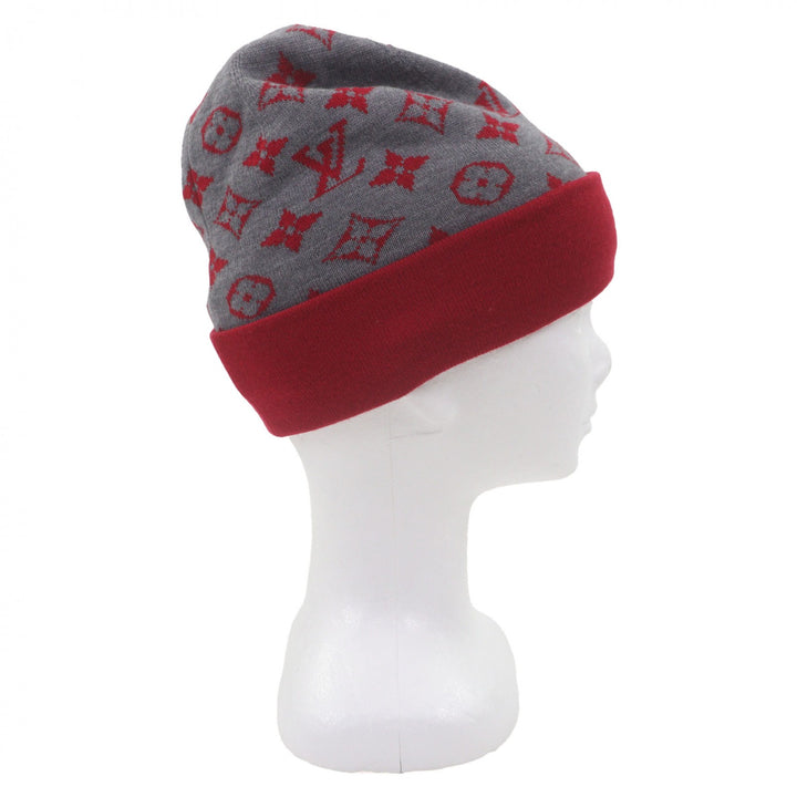 Excellent LOUIS VUITTON Knit cap LV Rabbit Monogram hat gray wool mens M77963