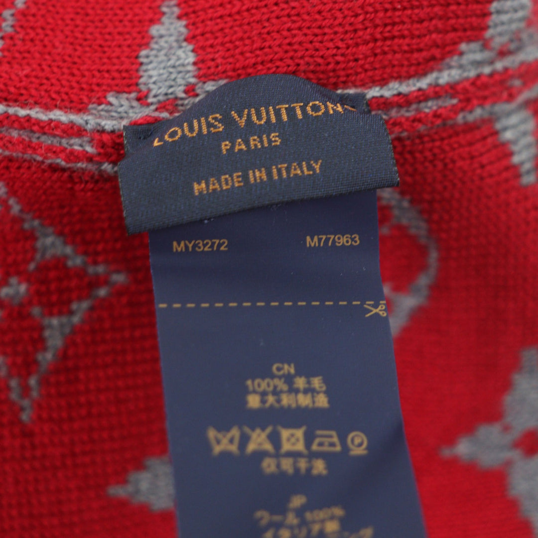 Excellent LOUIS VUITTON Knit cap LV Rabbit Monogram hat gray wool mens M77963