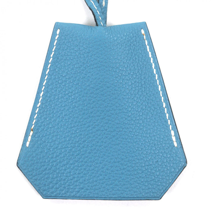 Great HERMES Necklace Large Clochette Blue gene leather mens