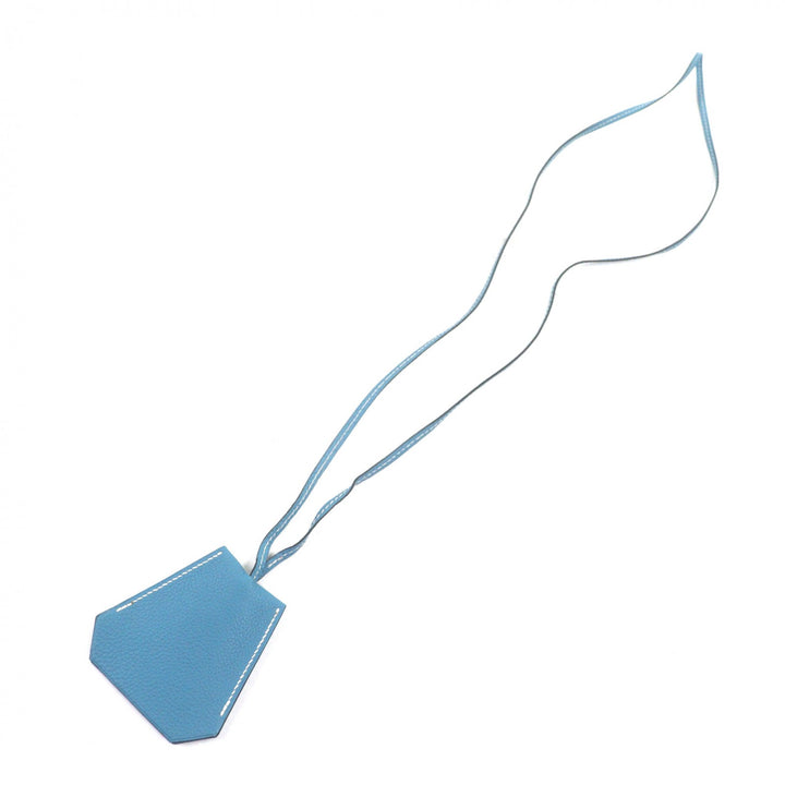 Great HERMES Necklace Large Clochette Blue gene leather mens