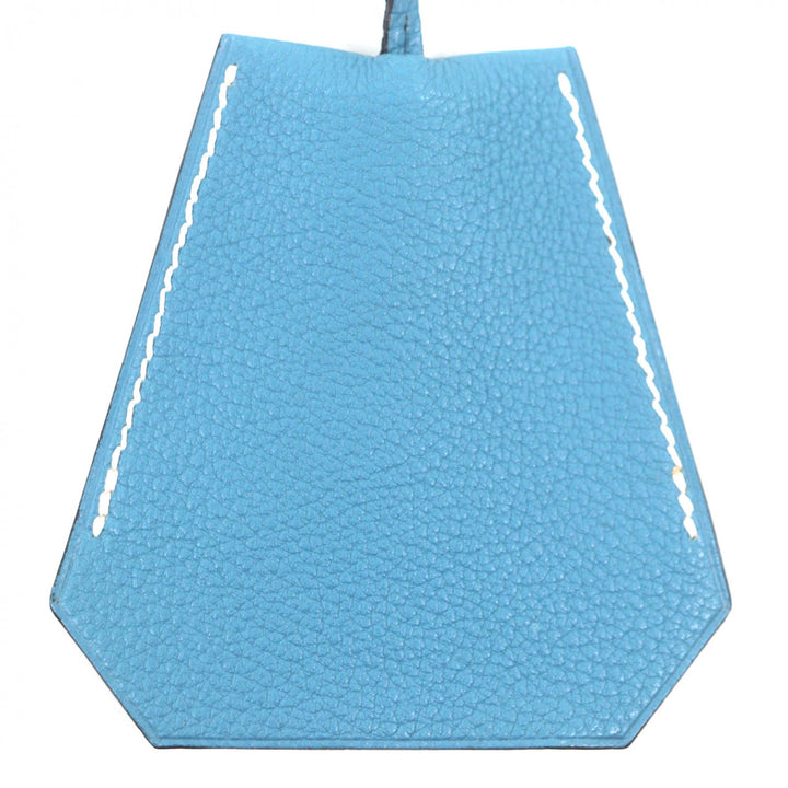 Great HERMES Necklace Large Clochette Blue gene leather mens