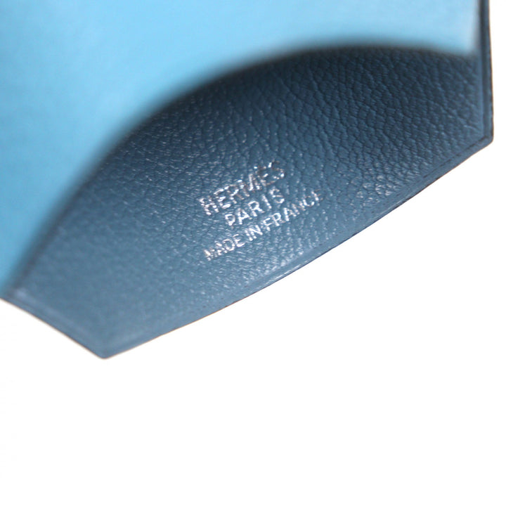 Great HERMES Necklace Large Clochette Blue gene leather mens