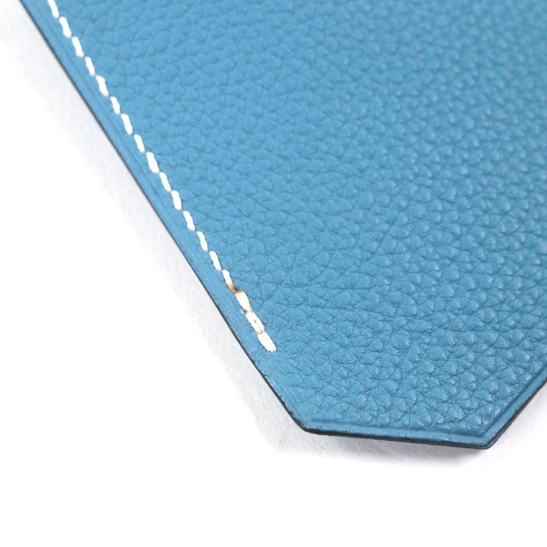 Great HERMES Necklace Large Clochette Blue gene leather mens