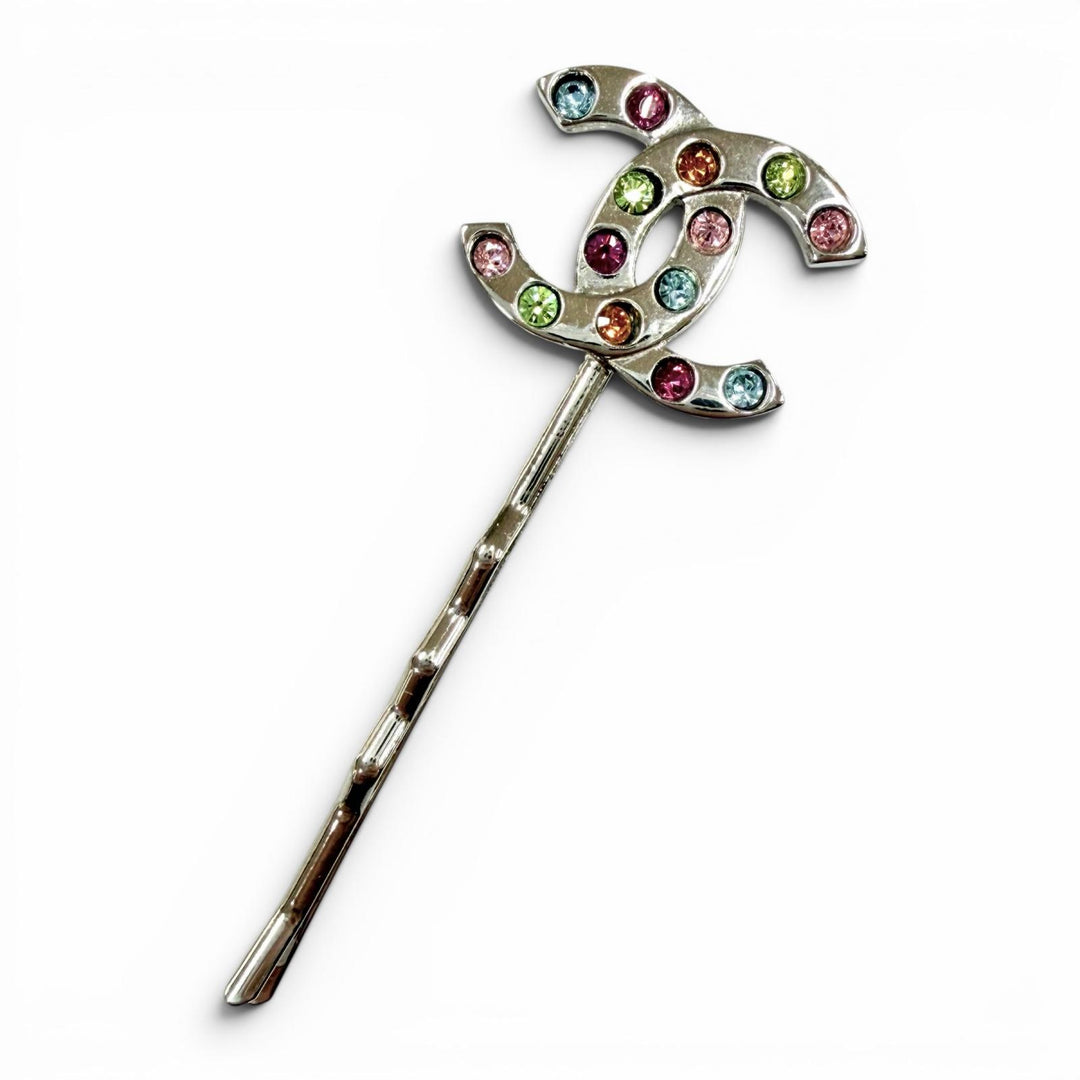 Excellent CHANEL hairpin COCO Mark Silver Women 00T