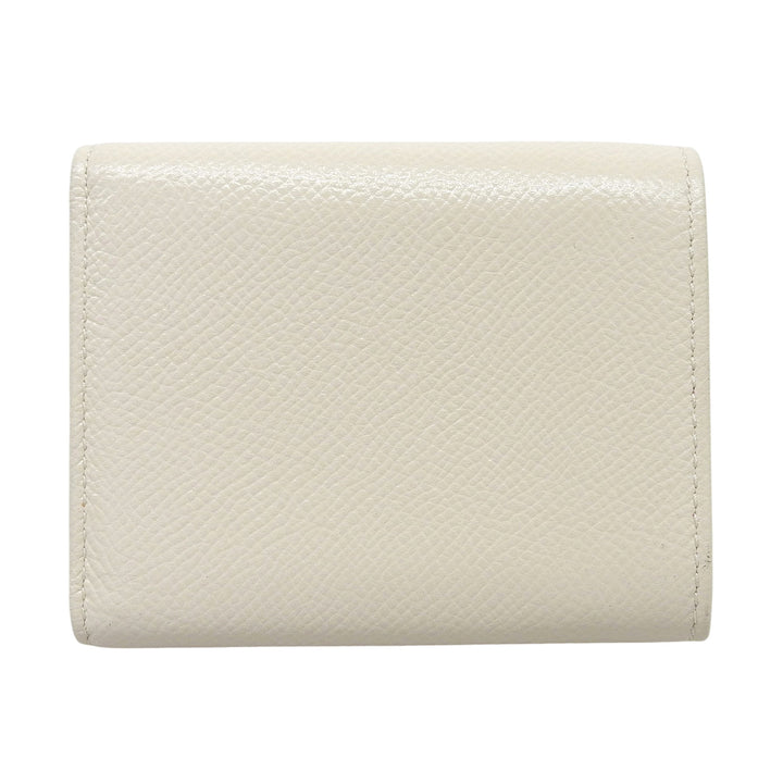 Excellent BVLGARI Tri-fold wallet Compact wallet bicolor light beige leather