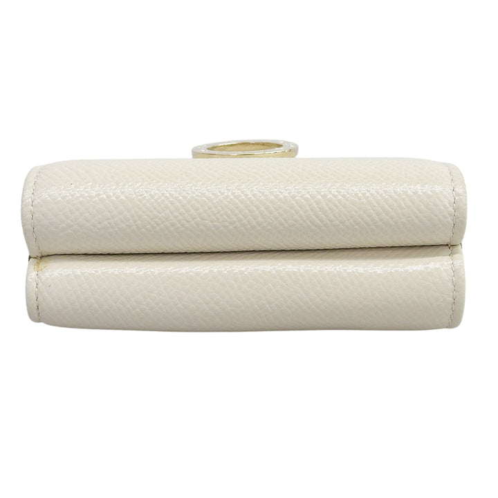 Excellent BVLGARI Tri-fold wallet Compact wallet bicolor light beige leather