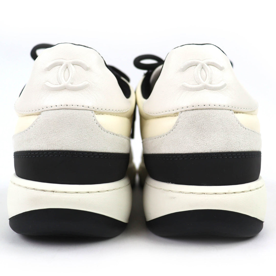 Excellent CHANEL sneakers COCO Mark Ivory leather mens 43 G45213
