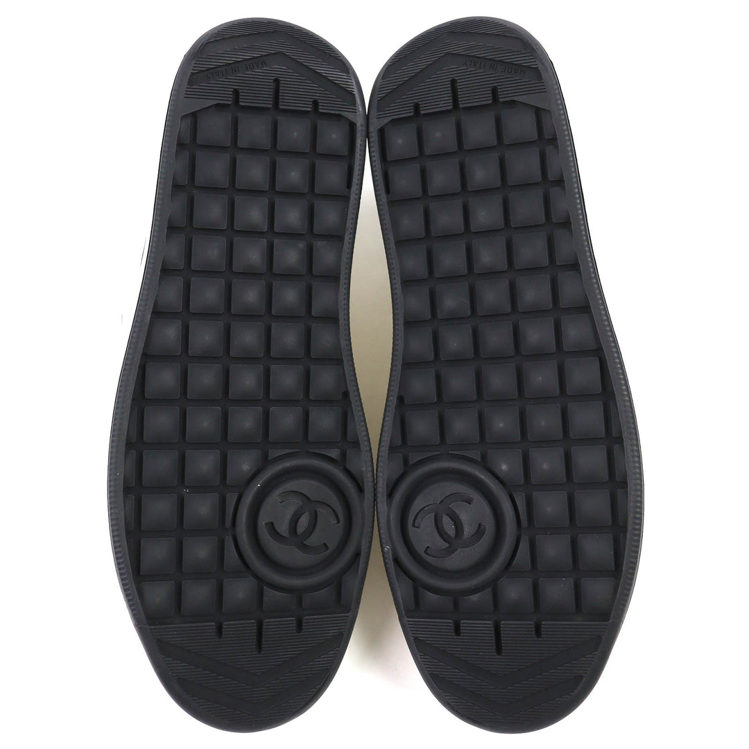 Excellent CHANEL sneakers COCO Mark Ivory leather mens 43 G45213
