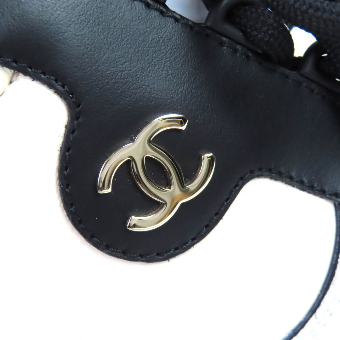 Excellent CHANEL sneakers COCO Mark Ivory leather mens 43 G45213