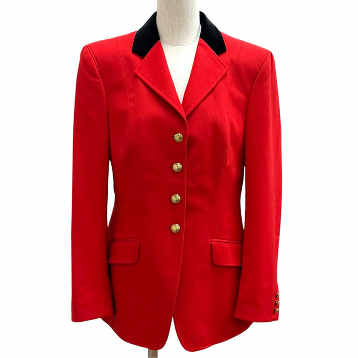 Great HERMES tailored jacket Serie Button Riding Jacket Red wool Women 42