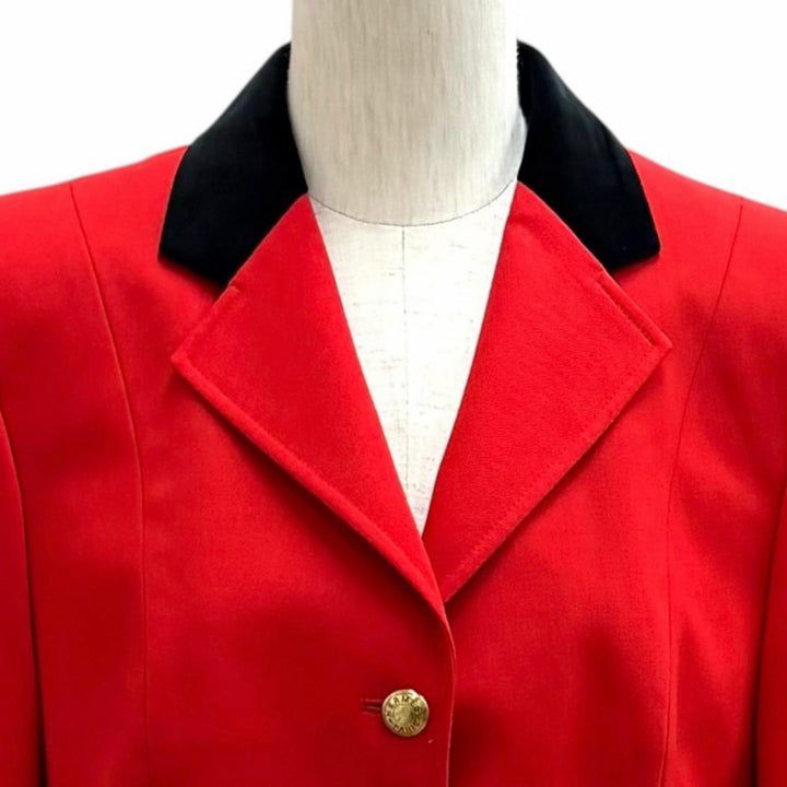 Great HERMES tailored jacket Serie Button Riding Jacket Red wool Women 42