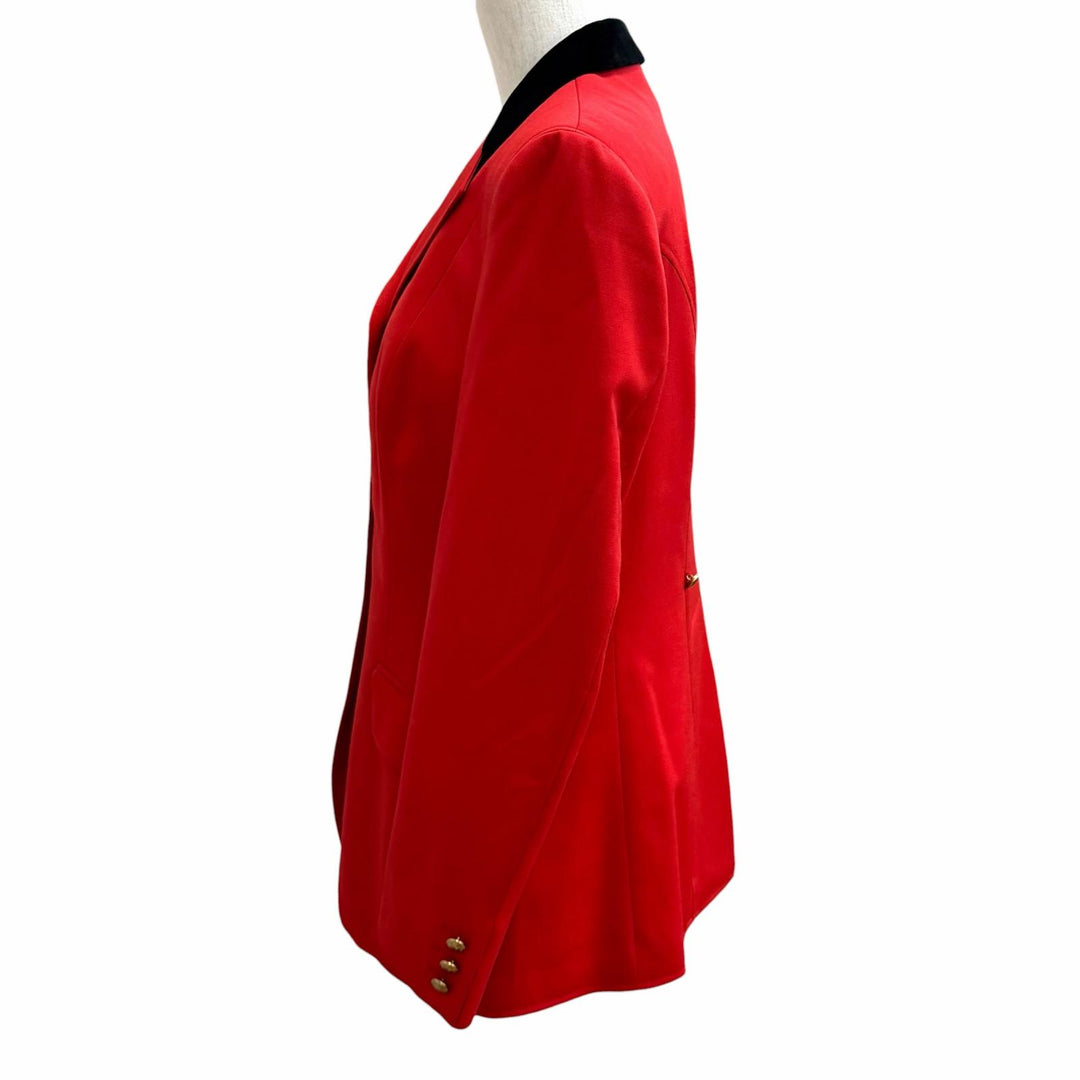 Great HERMES tailored jacket Serie Button Riding Jacket Red wool Women 42