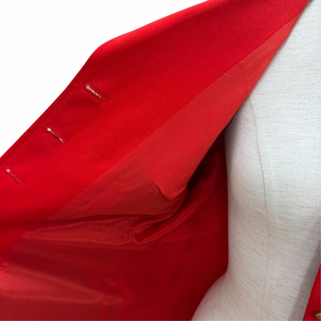Great HERMES tailored jacket Serie Button Riding Jacket Red wool Women 42